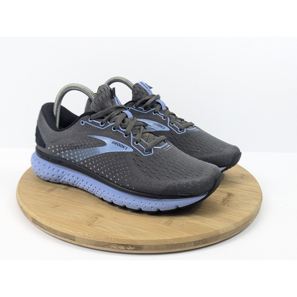Brooks Glycerin 18 Womens 8 Wide Running Shoes Sneakers Gray Blue Athletic Gym
